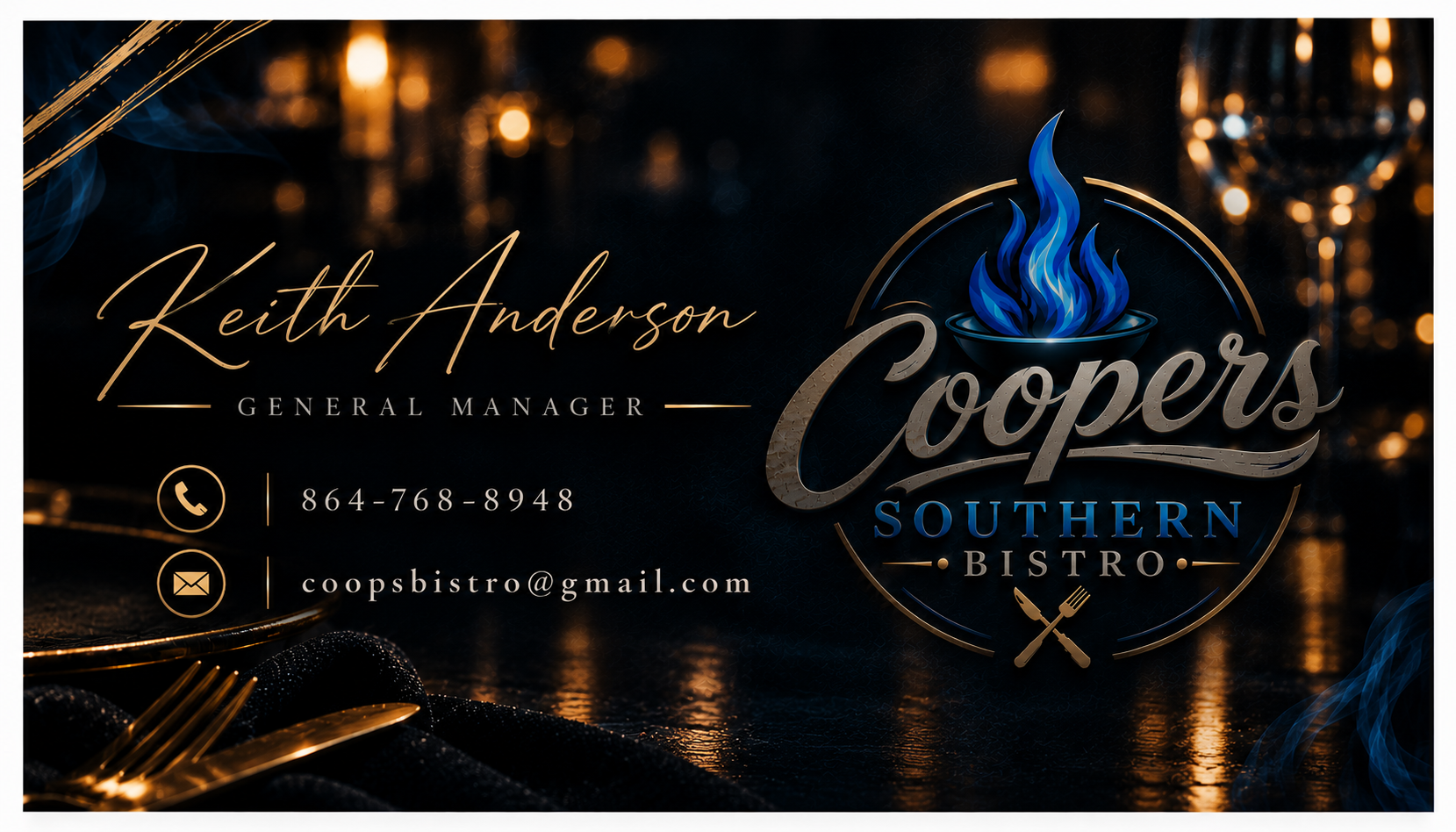 Business card for Keith Anderson, General Manager